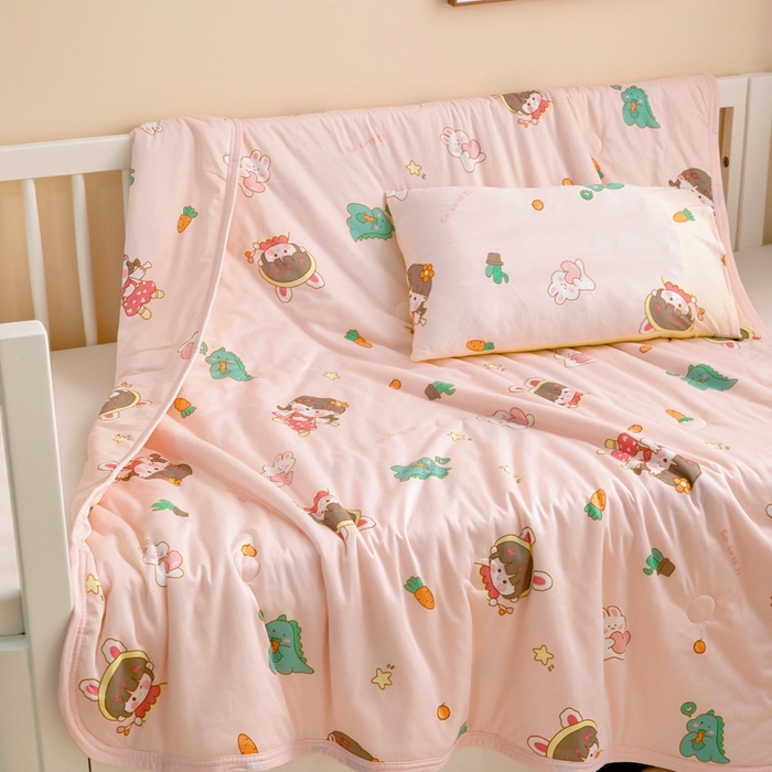 91家纺网 家纺一手货源 找家纺 鱼宝 2026春夏新款儿童针织棉夏被夏凉被空调被 小兔公主