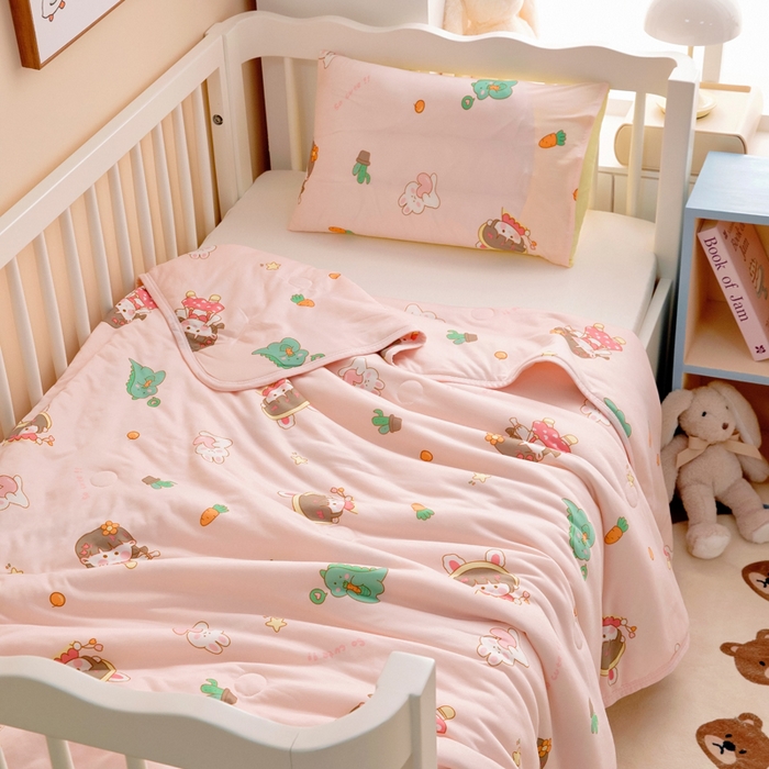 91家纺网 家纺一手货源 找家纺 鱼宝 2026春夏新款儿童针织棉夏被夏凉被空调被 小兔公主