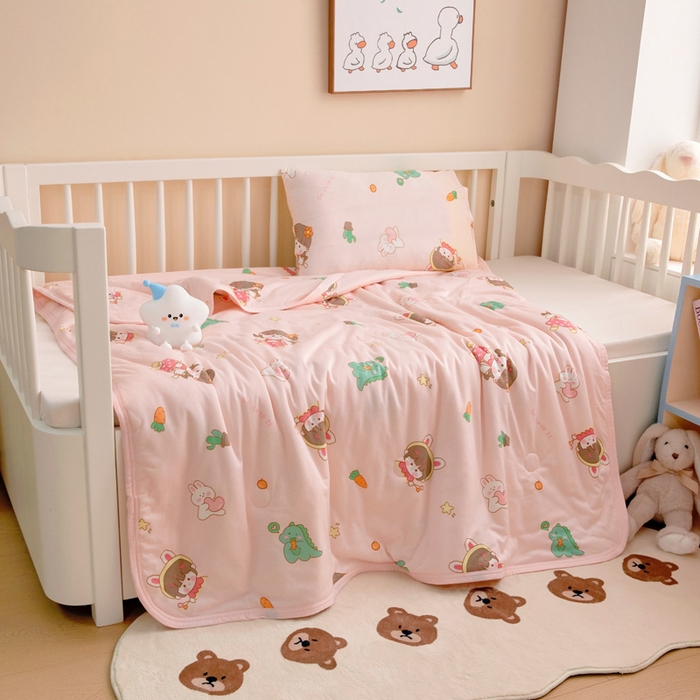 91家纺网 家纺一手货源 找家纺 鱼宝 2026春夏新款儿童针织棉夏被夏凉被空调被 小兔公主