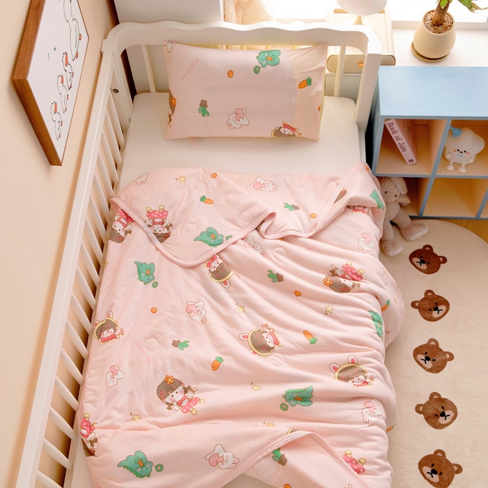 91家纺网 家纺一手货源 找家纺 鱼宝 2026春夏新款儿童针织棉夏被夏凉被空调被 小兔公主