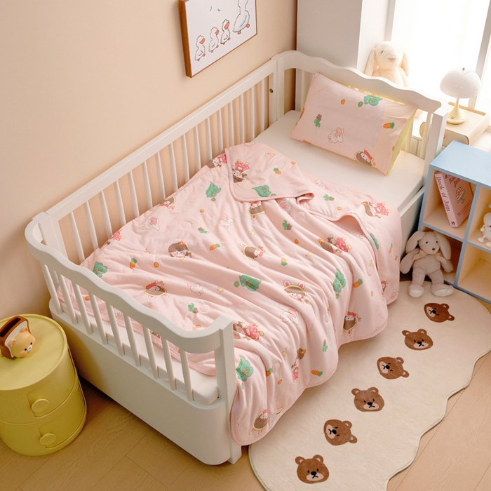 91家纺网 家纺一手货源 找家纺 鱼宝 2026春夏新款儿童针织棉夏被夏凉被空调被 小兔公主