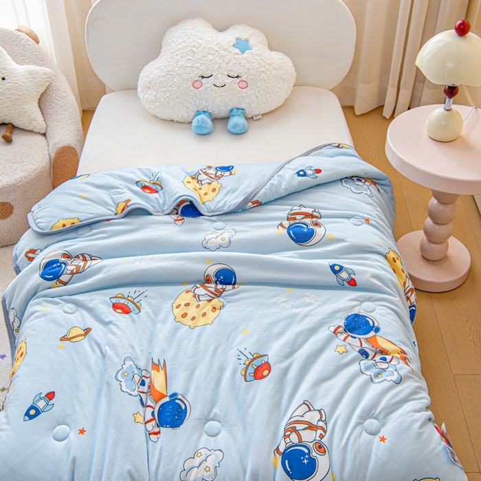 91家纺网 家纺一手货源 找家纺 鱼宝 2026春夏新款儿童针织棉夏被夏凉被空调被 星星宝宝