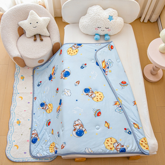 91家纺网 家纺一手货源 找家纺 鱼宝 2026春夏新款儿童针织棉夏被夏凉被空调被 星星宝宝