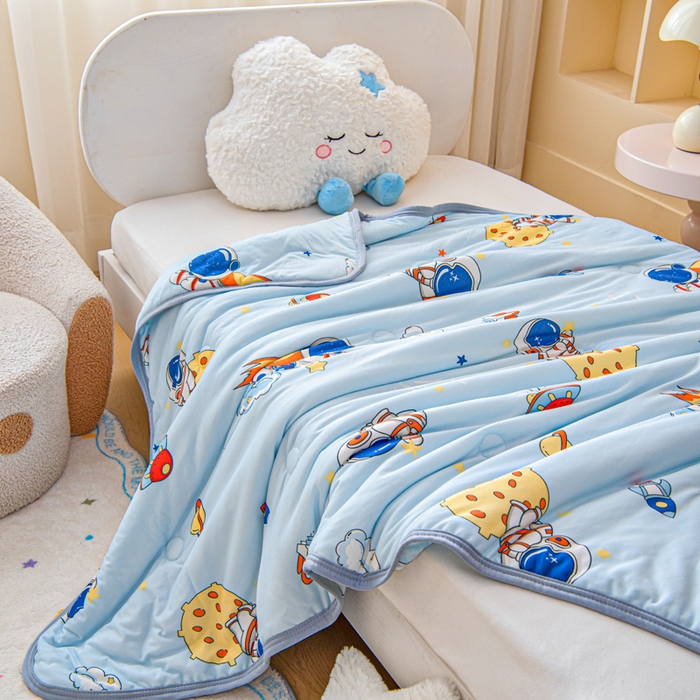 91家纺网 家纺一手货源 找家纺 鱼宝 2026春夏新款儿童针织棉夏被夏凉被空调被 星星宝宝