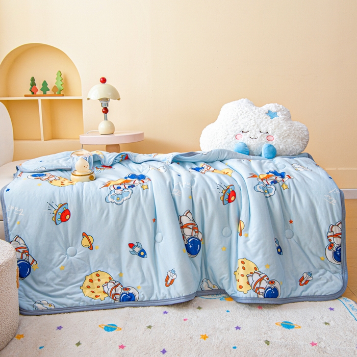 91家纺网 家纺一手货源 找家纺 鱼宝 2026春夏新款儿童针织棉夏被夏凉被空调被 星星宝宝