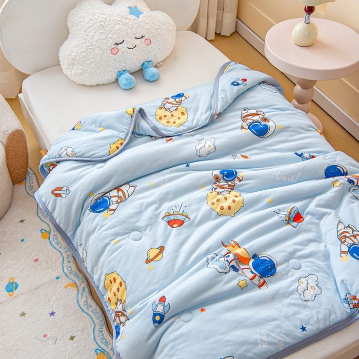 91家纺网 家纺一手货源 找家纺 鱼宝 2026春夏新款儿童针织棉夏被夏凉被空调被 星星宝宝