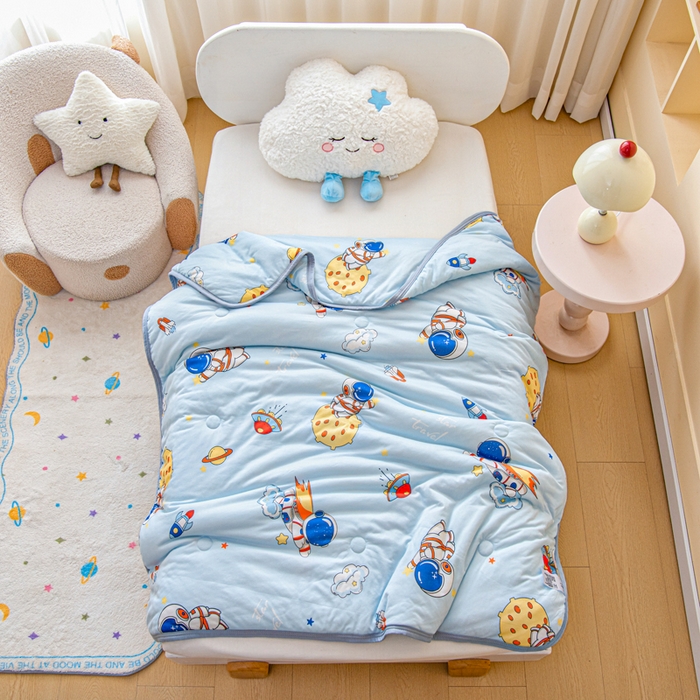 91家纺网 家纺一手货源 找家纺 鱼宝 2026春夏新款儿童针织棉夏被夏凉被空调被 星星宝宝