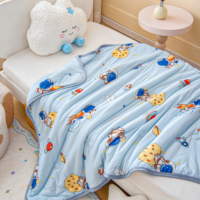 91家纺网 家纺一手货源 找家纺 鱼宝 2026春夏新款儿童针织棉夏被夏凉被空调被 星星宝宝