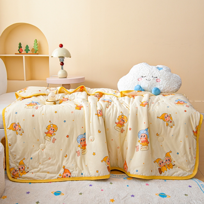 91家纺网 家纺一手货源 找家纺 鱼宝 2026春夏新款儿童针织棉夏被夏凉被空调被 星星魔法