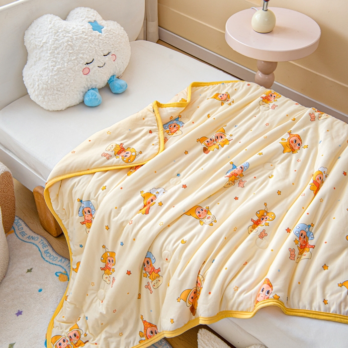 91家纺网 家纺一手货源 找家纺 鱼宝 2026春夏新款儿童针织棉夏被夏凉被空调被 星星魔法