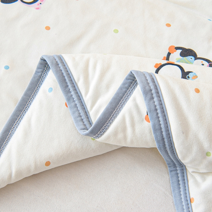 91家纺网 家纺一手货源 找家纺 鱼宝 2026春夏新款儿童针织棉夏被夏凉被空调被 樱桃企鹅