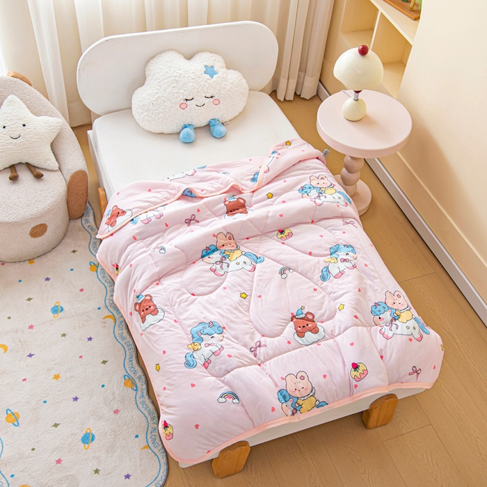 91家纺网 家纺一手货源 找家纺 （总）鱼宝 2026春夏新款数码印花儿童凉感丝夏被夏凉被空调被