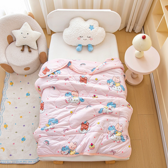 91家纺网 家纺一手货源 找家纺 （总）鱼宝 2026春夏新款数码印花儿童凉感丝夏被夏凉被空调被