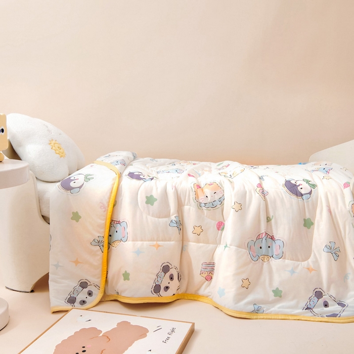 91家纺网 家纺一手货源 找家纺 鱼宝 2026春夏新款数码印花儿童凉感丝夏被夏凉被空调被 luky家族