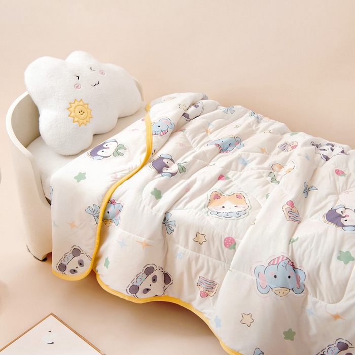 91家纺网 家纺一手货源 找家纺 鱼宝 2026春夏新款数码印花儿童凉感丝夏被夏凉被空调被 luky家族