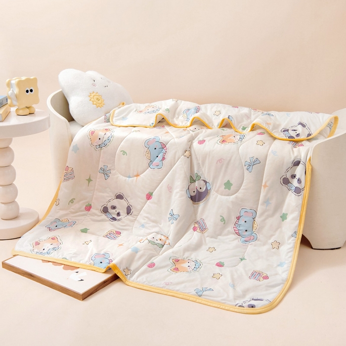 91家纺网 家纺一手货源 找家纺 鱼宝 2026春夏新款数码印花儿童凉感丝夏被夏凉被空调被 luky家族