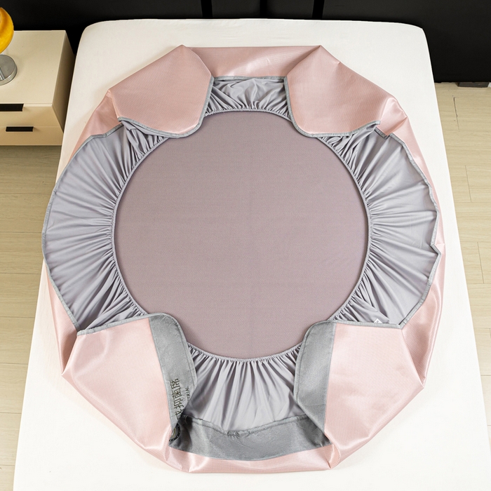 91家纺网 家纺一手货源 找家纺 乐窝家纺仓储 2026新款A类抗菌碳光冰丝席冰藤席床笠款加厚三明治复合凉席三件套学生宿舍两件套 浅粉-床笠款