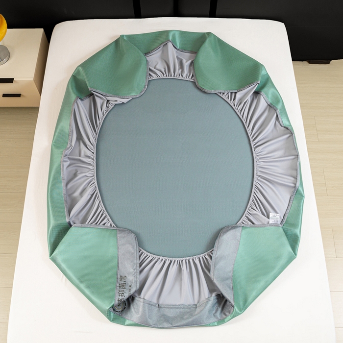 91家纺网 家纺一手货源 找家纺 乐窝家纺仓储 2026新款A类抗菌碳光冰丝席冰藤席床笠款加厚三明治复合凉席三件套学生宿舍两件套 水绿-床笠款