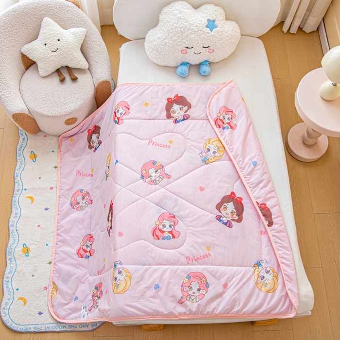 91家纺网 家纺一手货源 找家纺 鱼宝 2026春夏新款数码印花儿童凉感丝夏被夏凉被空调被 公主梦