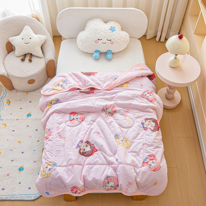 91家纺网 家纺一手货源 找家纺 鱼宝 2026春夏新款数码印花儿童凉感丝夏被夏凉被空调被 公主梦