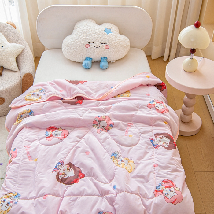 91家纺网 家纺一手货源 找家纺 鱼宝 2026春夏新款数码印花儿童凉感丝夏被夏凉被空调被 公主梦