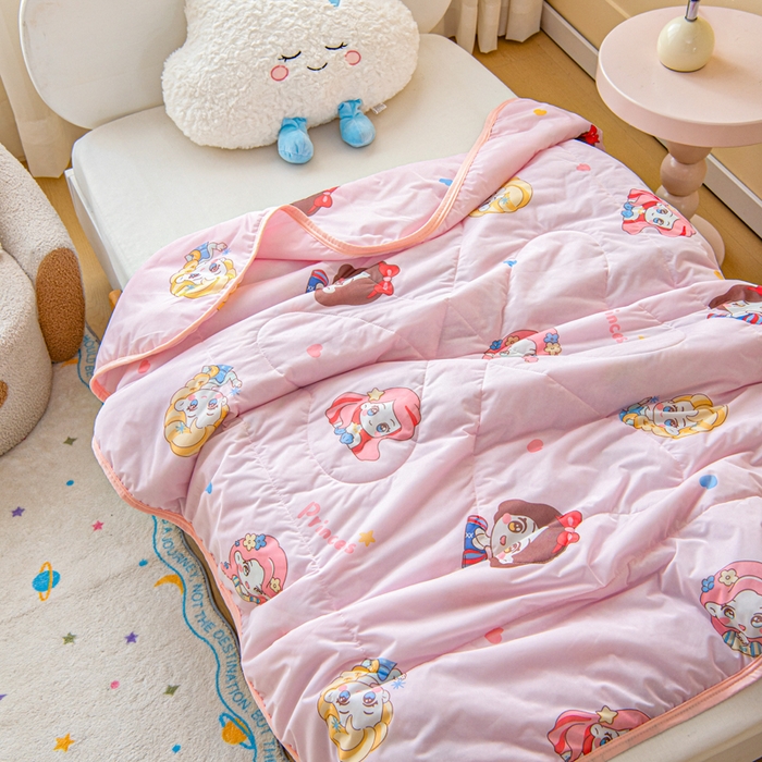 91家纺网 家纺一手货源 找家纺 鱼宝 2026春夏新款数码印花儿童凉感丝夏被夏凉被空调被 公主梦