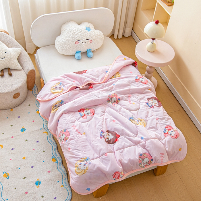 91家纺网 家纺一手货源 找家纺 鱼宝 2026春夏新款数码印花儿童凉感丝夏被夏凉被空调被 公主梦