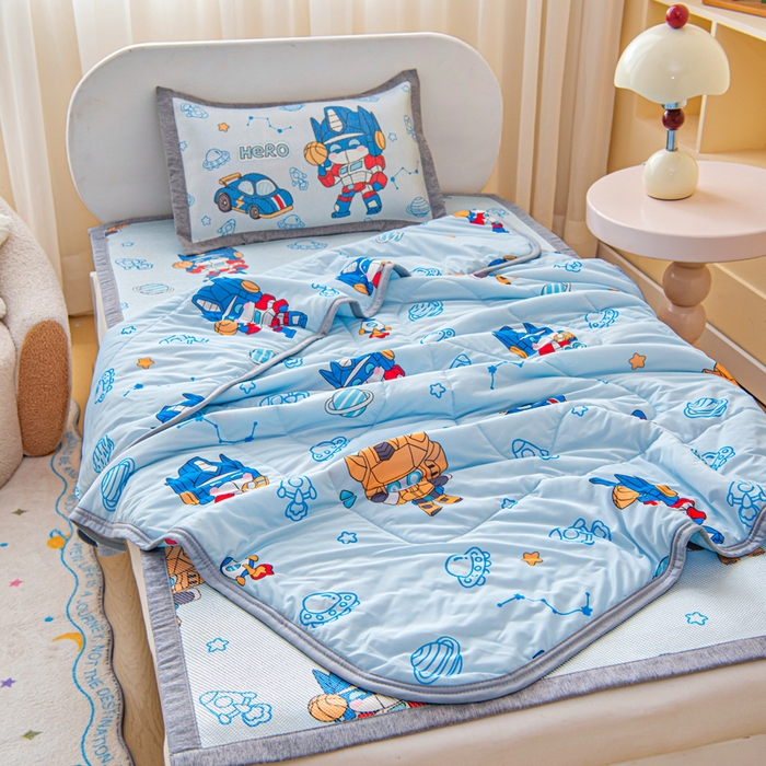 91家纺网 家纺一手货源 找家纺 鱼宝 2026春夏新款数码印花儿童凉感丝夏被夏凉被空调被 机器人