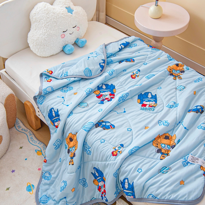 91家纺网 家纺一手货源 找家纺 鱼宝 2026春夏新款数码印花儿童凉感丝夏被夏凉被空调被 机器人