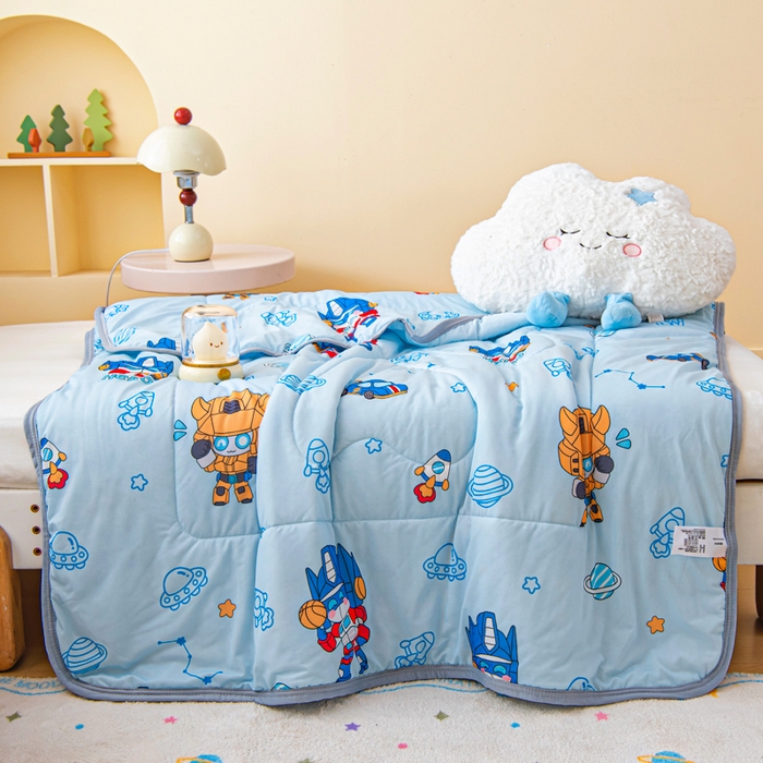 91家纺网 家纺一手货源 找家纺 鱼宝 2026春夏新款数码印花儿童凉感丝夏被夏凉被空调被 机器人