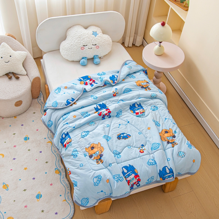 91家纺网 家纺一手货源 找家纺 鱼宝 2026春夏新款数码印花儿童凉感丝夏被夏凉被空调被 机器人