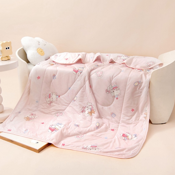 91家纺网 家纺一手货源 找家纺 鱼宝 2026春夏新款数码印花儿童凉感丝夏被夏凉被空调被 乐乐猫