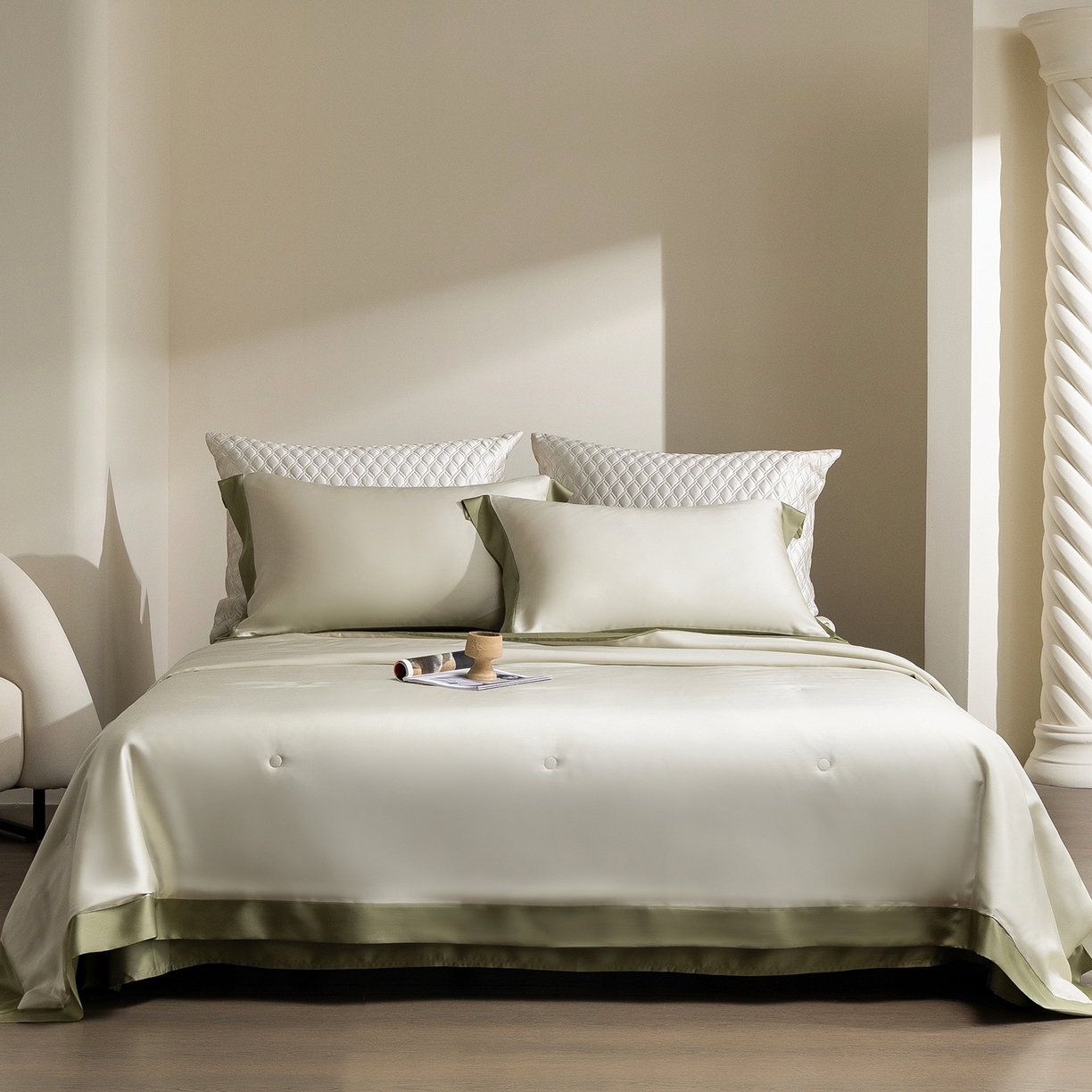 佳汐蓝家纺 2026新款进口奥地利兰精天丝丝颜悦色-夏被四件套 瓷器绿