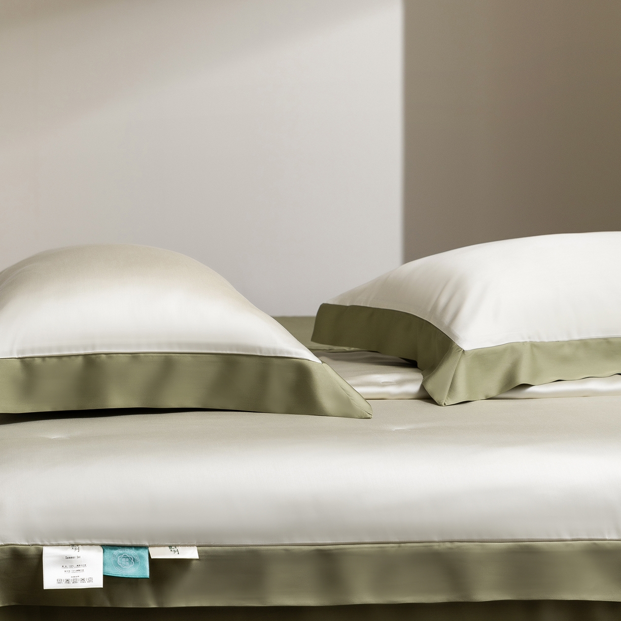 91家纺网 家纺一手货源 找家纺 佳汐蓝家纺 2026新款进口奥地利兰精天丝丝颜悦色-夏被四件套 瓷器绿