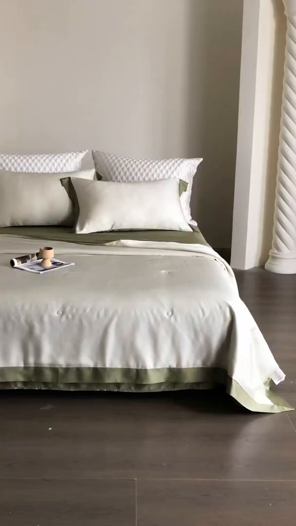 91家纺网 家纺一手货源 找家纺 佳汐蓝家纺 2026新款进口奥地利兰精天丝丝颜悦色-夏被四件套 瓷器绿