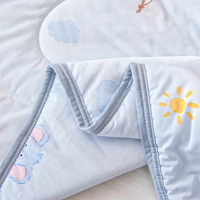 91家纺网 家纺一手货源 找家纺 鱼宝 2026春夏新款数码印花儿童凉感丝夏被夏凉被空调被 萌鹿小象