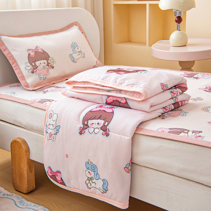 91家纺网 家纺一手货源 找家纺 鱼宝 2026春夏新款数码印花儿童凉感丝夏被夏凉被空调被 魔法公主