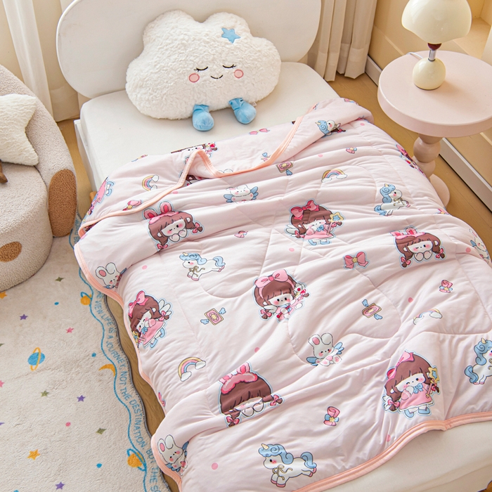 91家纺网 家纺一手货源 找家纺 鱼宝 2026春夏新款数码印花儿童凉感丝夏被夏凉被空调被 魔法公主