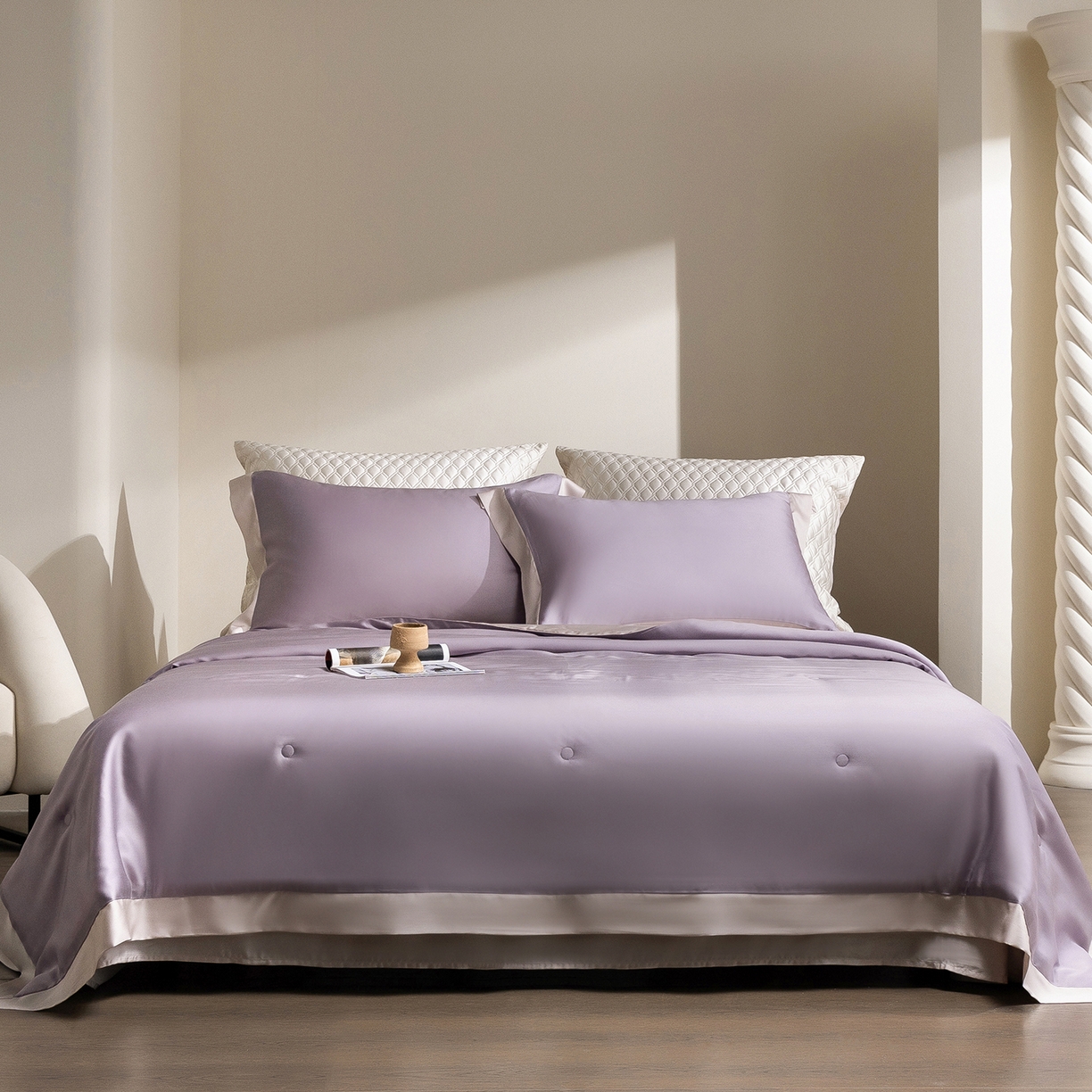 佳汐蓝家纺 2026新款进口奥地利兰精天丝丝颜悦色-夏被四件套 丁香紫