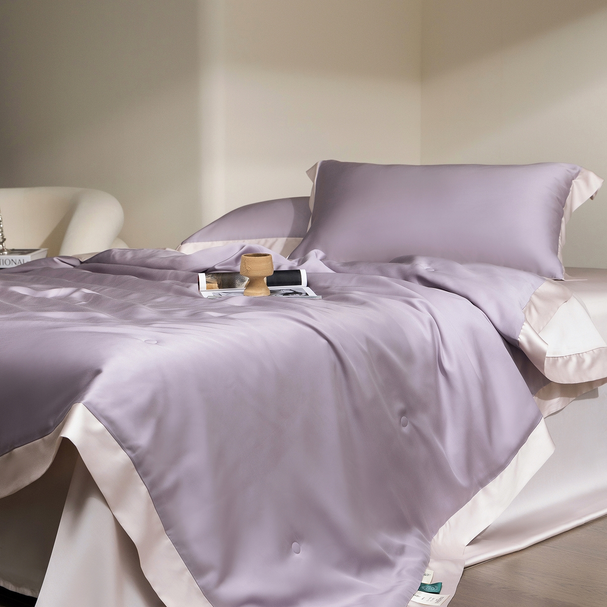 91家纺网 家纺一手货源 找家纺 佳汐蓝家纺 2026新款进口奥地利兰精天丝丝颜悦色-夏被四件套 丁香紫