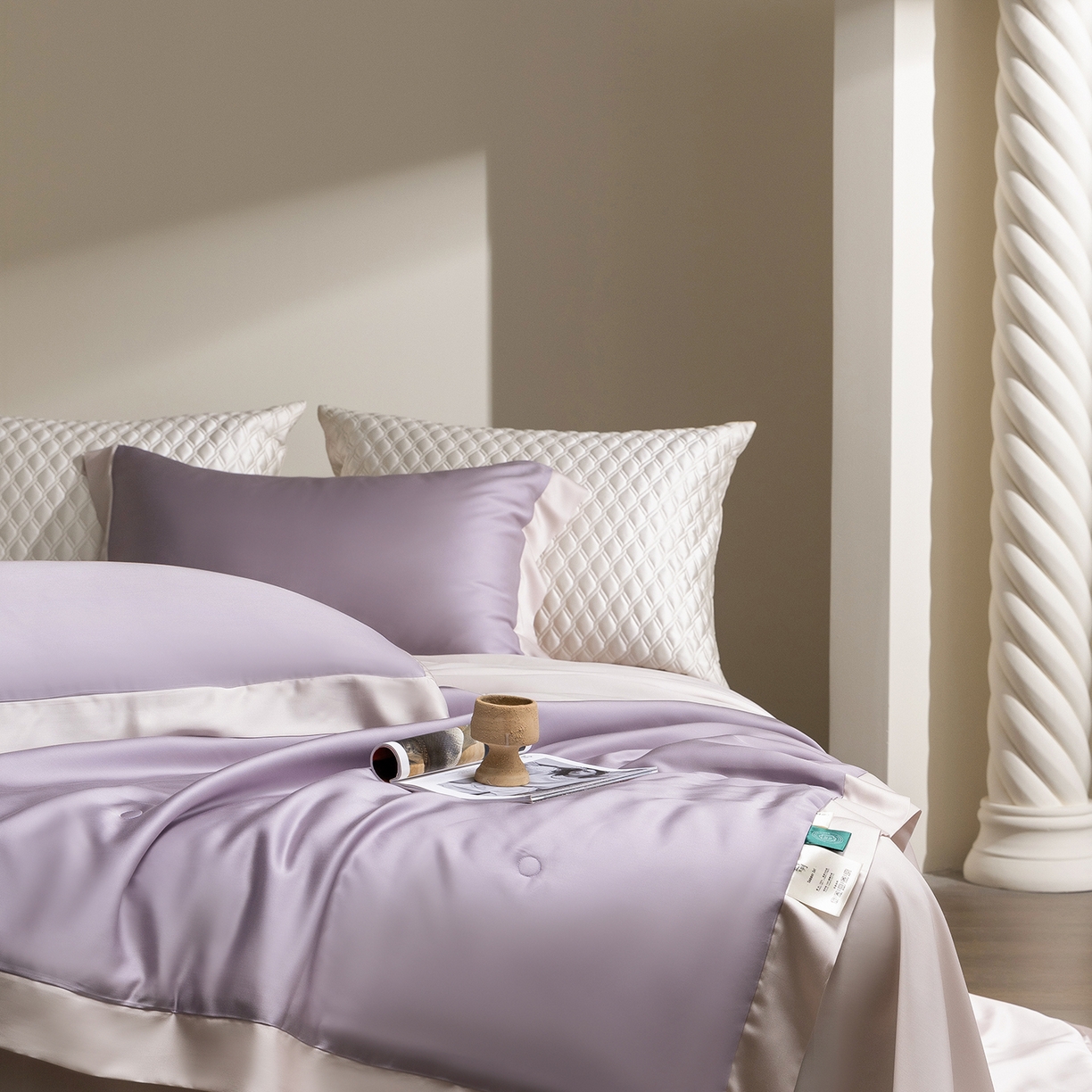 91家纺网 家纺一手货源 找家纺 佳汐蓝家纺 2026新款进口奥地利兰精天丝丝颜悦色-夏被四件套 丁香紫