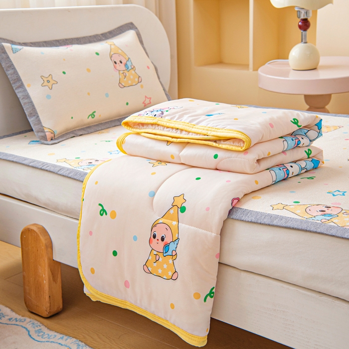 91家纺网 家纺一手货源 找家纺 鱼宝 2026春夏新款数码印花儿童凉感丝夏被夏凉被空调被 星星梦