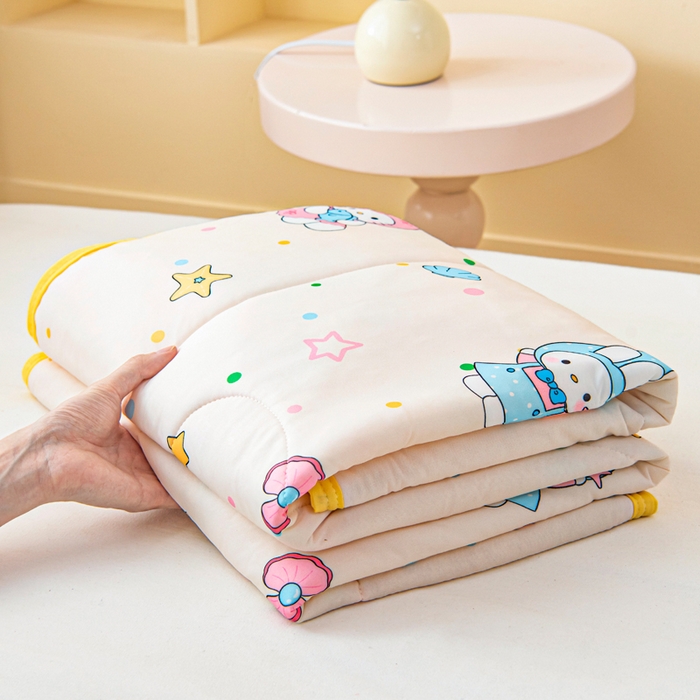 91家纺网 家纺一手货源 找家纺 鱼宝 2026春夏新款数码印花儿童凉感丝夏被夏凉被空调被 星星梦