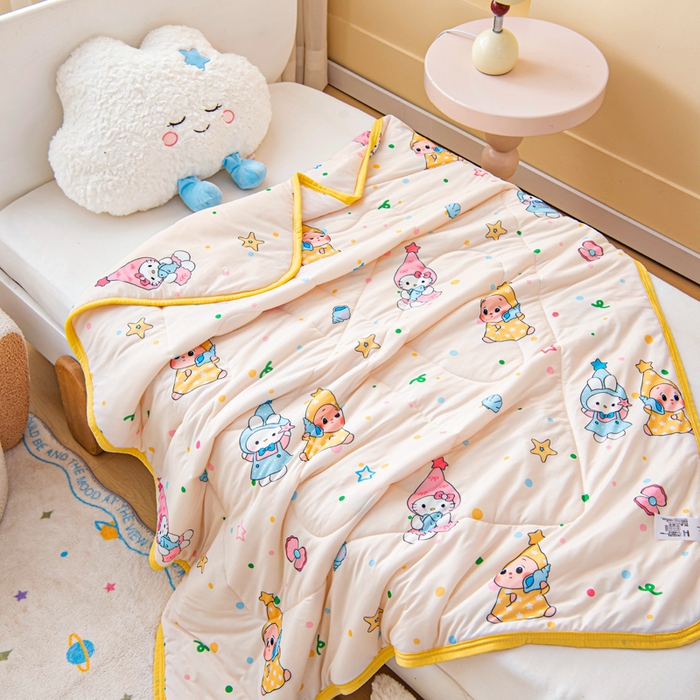 91家纺网 家纺一手货源 找家纺 鱼宝 2026春夏新款数码印花儿童凉感丝夏被夏凉被空调被 星星梦