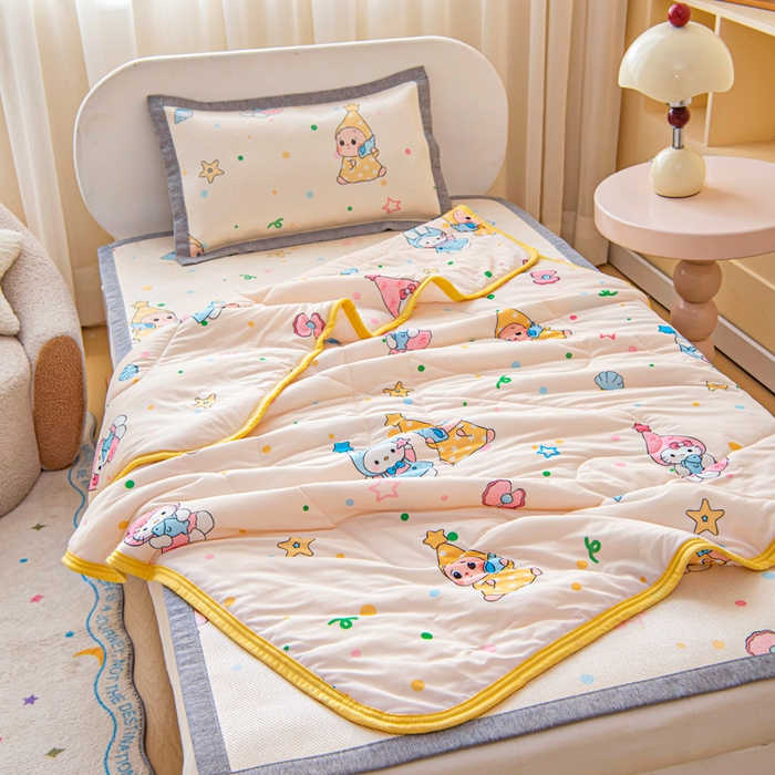 91家纺网 家纺一手货源 找家纺 鱼宝 2026春夏新款数码印花儿童凉感丝夏被夏凉被空调被 星星梦