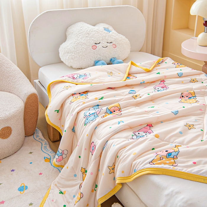 91家纺网 家纺一手货源 找家纺 鱼宝 2026春夏新款数码印花儿童凉感丝夏被夏凉被空调被 星星梦