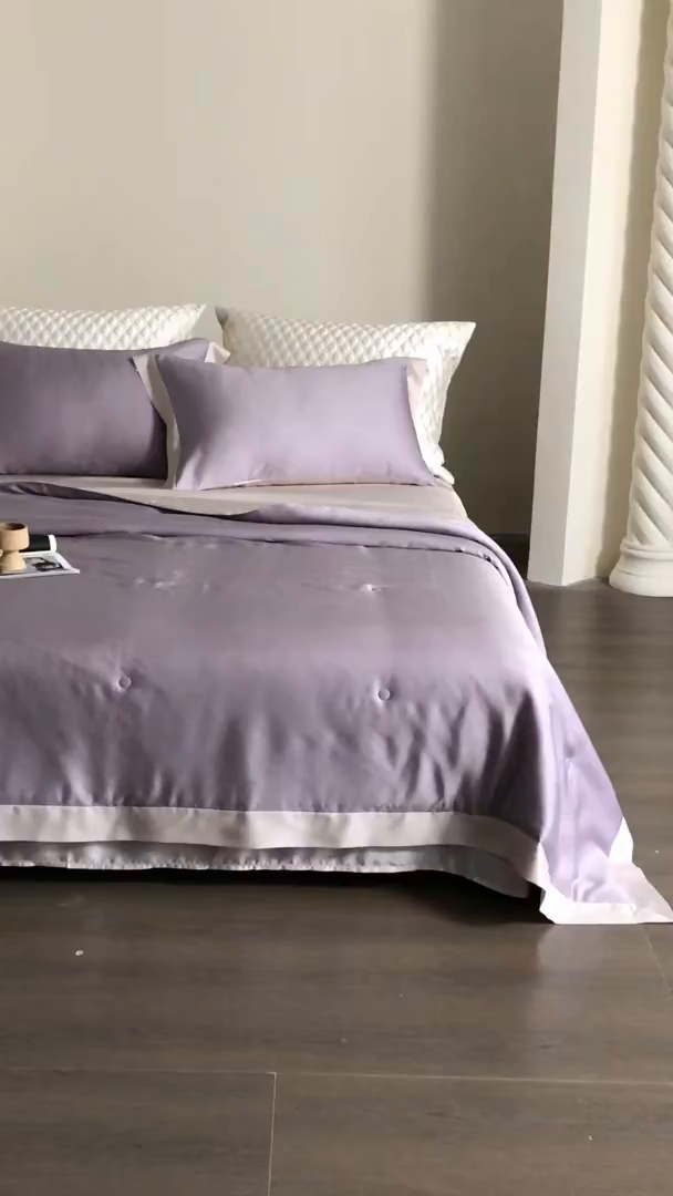 91家纺网 家纺一手货源 找家纺 佳汐蓝家纺 2026新款进口奥地利兰精天丝丝颜悦色-夏被四件套 丁香紫