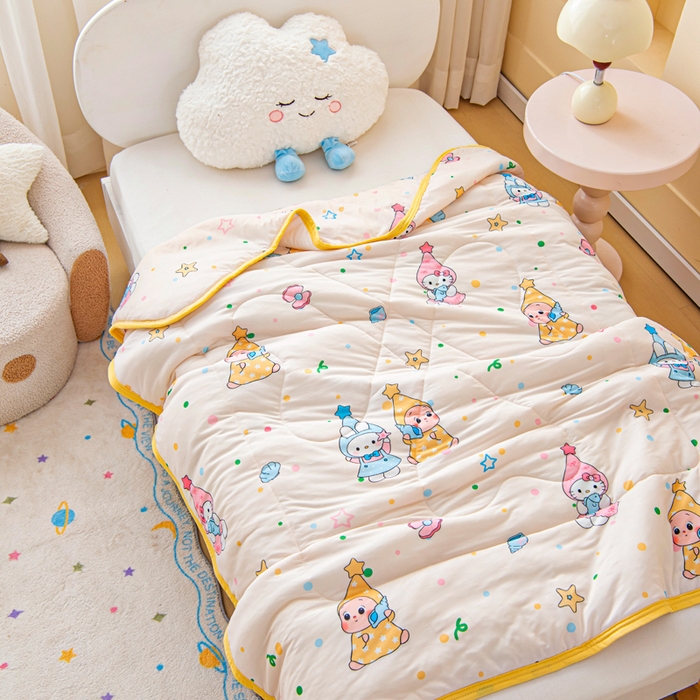 91家纺网 家纺一手货源 找家纺 鱼宝 2026春夏新款数码印花儿童凉感丝夏被夏凉被空调被 星星梦