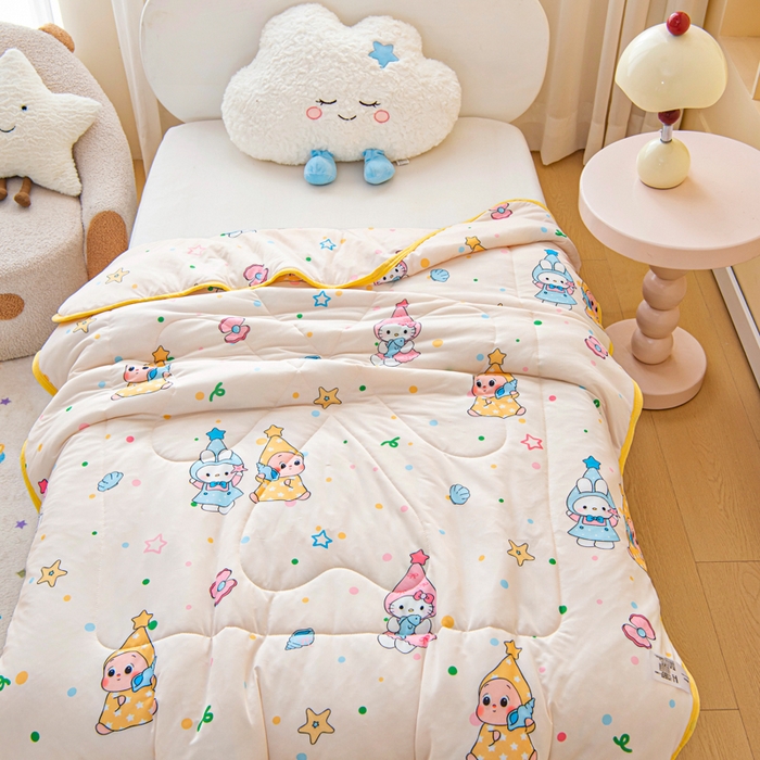 91家纺网 家纺一手货源 找家纺 鱼宝 2026春夏新款数码印花儿童凉感丝夏被夏凉被空调被 星星梦