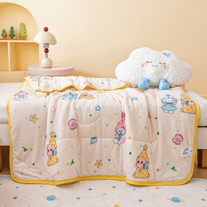 91家纺网 家纺一手货源 找家纺 鱼宝 2026春夏新款数码印花儿童凉感丝夏被夏凉被空调被 星星梦